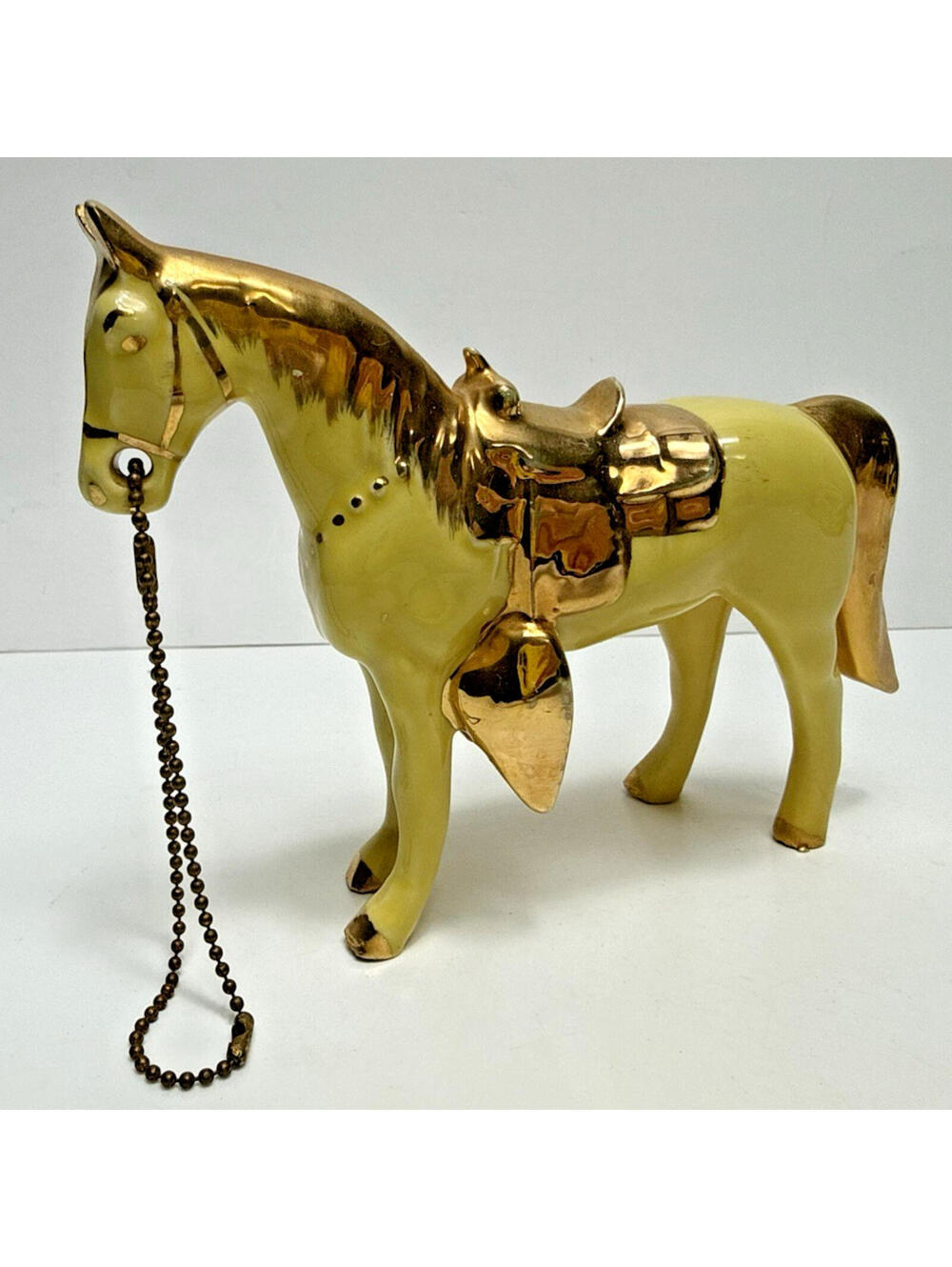 Vtg Ceramic Gold Yellow Pony Horse Equestrian Figurine MCM 50s